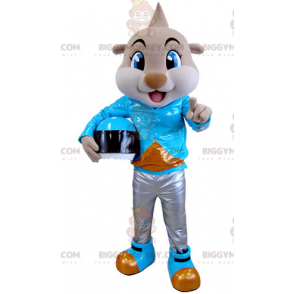 BIGGYMONKEY™ Mascot Costume Tan Tiger Dressed As Biker -