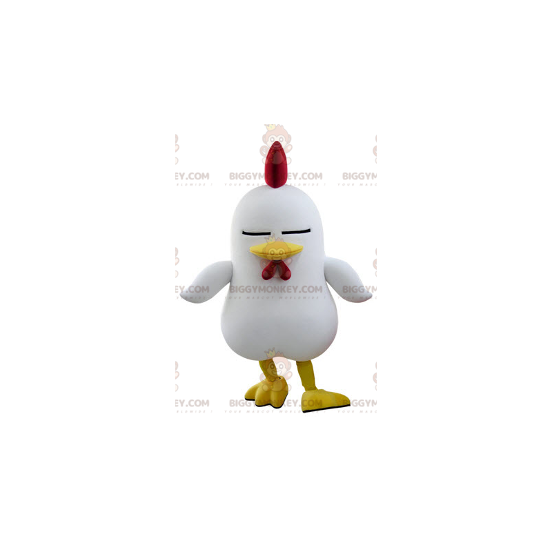 Witte haan met rode kuif BIGGYMONKEY™ mascottekostuum - Witte haan met rode kuif BIGGYMONKEY™ mascottekostuum -