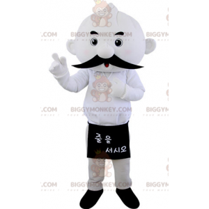 Mustachioed All White Man BIGGYMONKEY™ Mascot Costume -