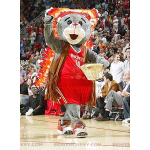Costume de mascotte BIGGYMONKEY™ d'ours gris en tenue de sport