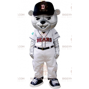 Grijze beer BIGGYMONKEY™ mascottekostuum gekleed in