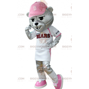 Fantasia de mascote de urso cinzento BIGGYMONKEY™ vestida com