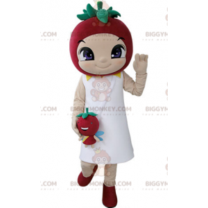 Dívčí kostým maskota BIGGYMONKEY™ s jahodou na hlavě –