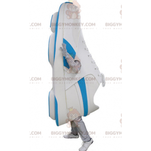 Costume de mascotte BIGGYMONKEY™ de chaussure bleue et blanche.