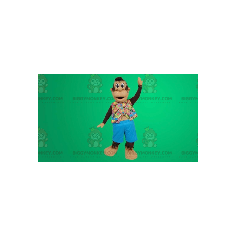 Sød lille abe BIGGYMONKEY™ maskotkostume med hawaiiansk skjorte Sød lille abe BIGGYMONKEY™ maskotkostume med hawaiiansk skjorte