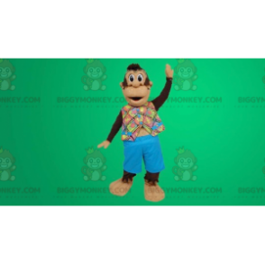 Sød lille abe BIGGYMONKEY™ maskotkostume med hawaiiansk skjorte