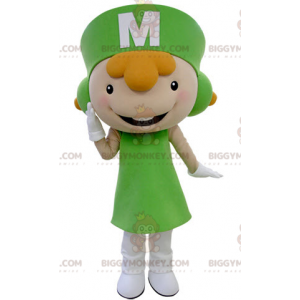 Kostým maskota zrzky BIGGYMONKEY™ v zelené uniformě –