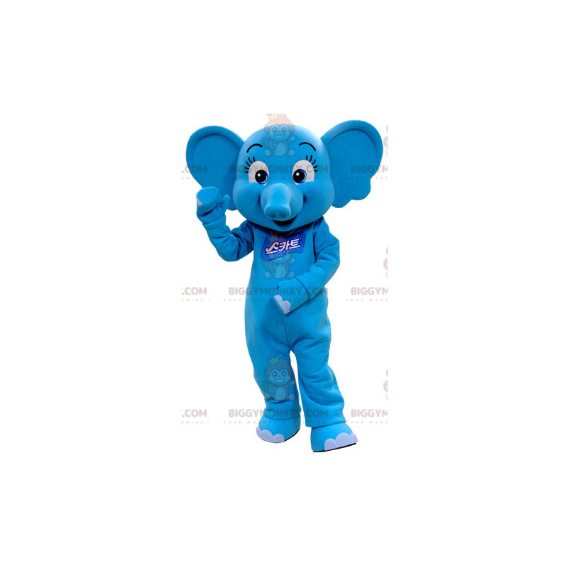 Costume da mascotte Flirty femminile elefante blu BIGGYMONKEY™ Costume da mascotte Flirty femminile elefante blu BIGGYMONKEY™