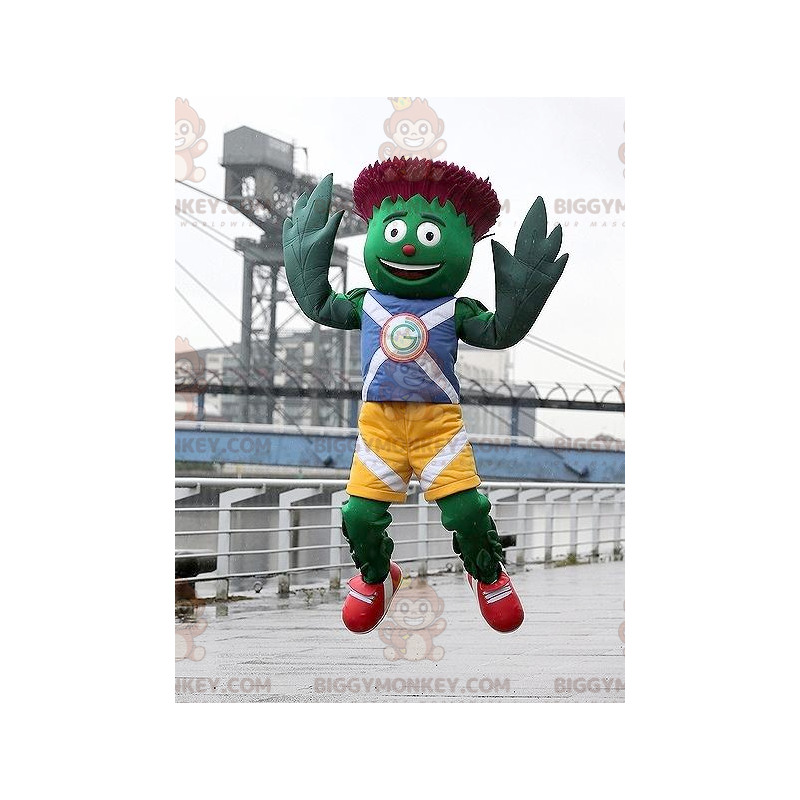 Green and Red Artichoke BIGGYMONKEY™ Mascot Costume in Blue and