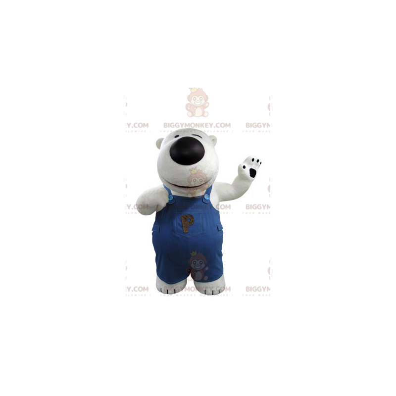 Costume de mascotte BIGGYMONKEY™ d'ours blanc et noir avec une Costume de mascotte BIGGYMONKEY™ d'ours blanc et noir avec une