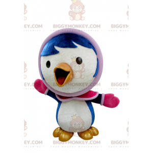 Blue and White Bird BIGGYMONKEY™ Mascot Costume in Winter