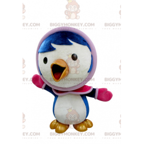 Blau-weißer Vogel BIGGYMONKEY™ Maskottchen-Kostüm im