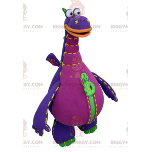Costume de mascotte BIGGYMONKEY™ de dragon violet vert et