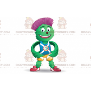 Grön och röd kronärtskocka BIGGYMONKEY™ maskotdräkt i blå och gul outfit - Oklassificerade maskot - BiggyMonkey.com