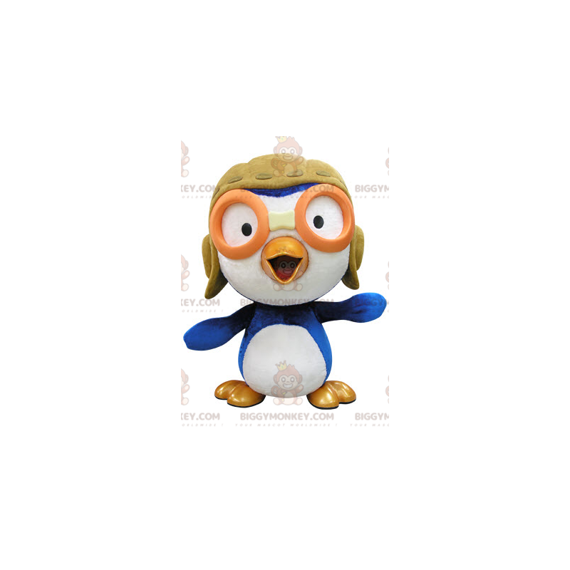 Disfraz de mascota de pájaro azul y blanco BIGGYMONKEY™ con Disfraz de mascota de pájaro azul y blanco BIGGYMONKEY™ con