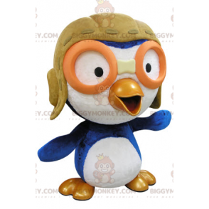 Costume da mascotte BIGGYMONKEY™ uccello blu e bianco in