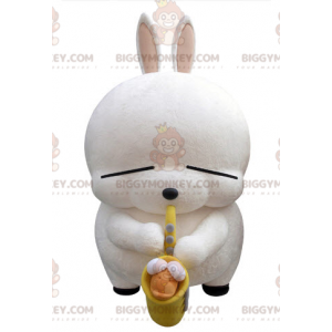 Στολή μασκότ σαξοφώνου BIGGYMONKEY™ Big White Rabbit Saxophone - Μασκότ κουνελιού - BIGGYMONKEY_05108 - BiggyMonkey.com