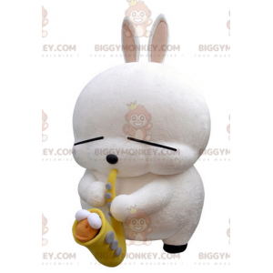 Costume de mascotte BIGGYMONKEY™ de gros lapin blanc avec un