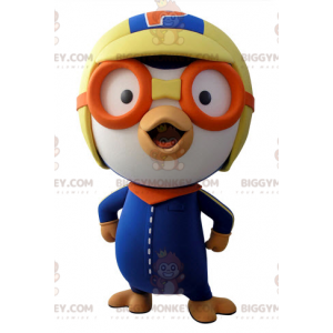 Blau-weißer Vogel BIGGYMONKEY™ Maskottchen-Kostüm im