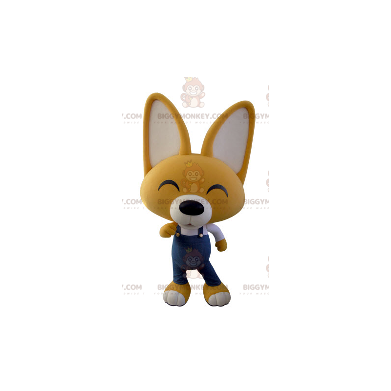 BIGGYMONKEY™ Costume da mascotte Volpe gialla e bianca in tuta BIGGYMONKEY™ Costume da mascotte Volpe gialla e bianca in tuta