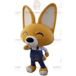 BIGGYMONKEY™ Maskottchen-Kostüm Gelber und weißer Fuchs im