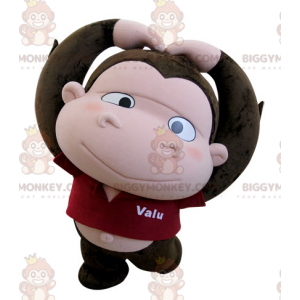 BIGGYMONKEY™ Mascot Costume Brown and Pink Monkey with Big Head