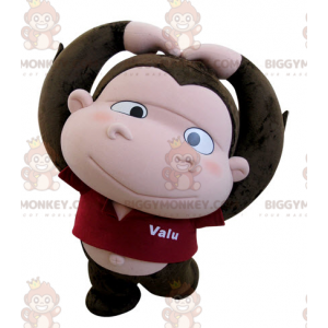 Costume de mascotte BIGGYMONKEY™ de singe marron et rose avec