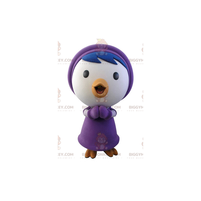 Costume de mascotte BIGGYMONKEY™ d'oiseau bleu et blanc en Costume de mascotte BIGGYMONKEY™ d'oiseau bleu et blanc en