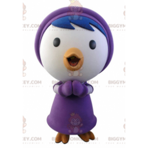 Traje de mascote de pássaro azul e branco BIGGYMONKEY™ com