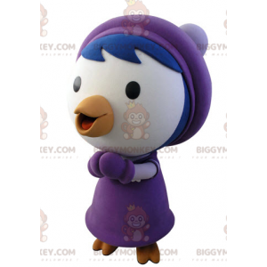 Blue and White Bird BIGGYMONKEY™ Mascot Costume in Winter