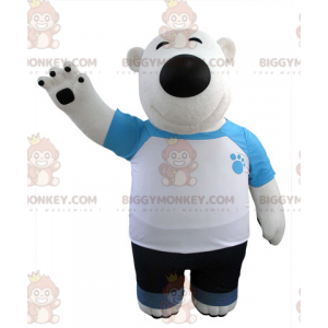 Witte en zwarte beer BIGGYMONKEY™ mascottekostuum gekleed in