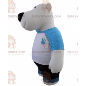 Costume da mascotte BIGGYMONKEY™ da orso bianco e nero vestito