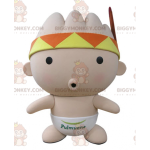 Baby Pink BIGGYMONKEY™ Mascot Costume with Bandana and Feather