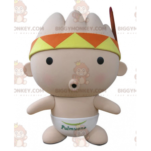 Costume de mascotte BIGGYMONKEY™ de bébé rose avec un bandana