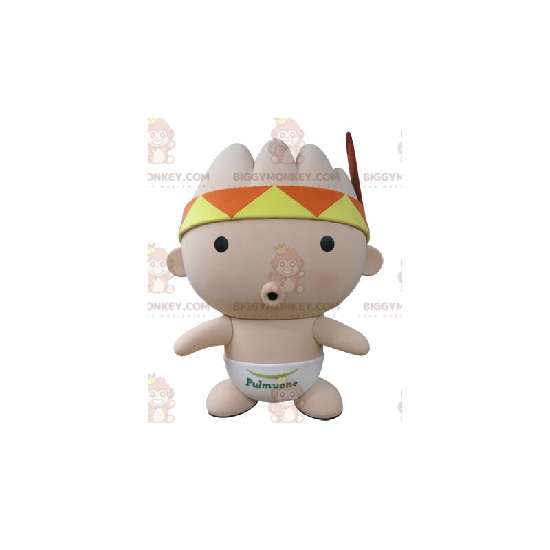 Baby Pink BIGGYMONKEY™ Mascot Costume with Bandana and Feather Baby Pink BIGGYMONKEY™ Mascot Costume with Bandana and Feather