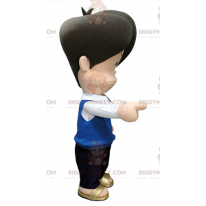 Στολή μασκότ BIGGYMONKEY™ Angry Looking Man με μπλε και μαύρη στολή