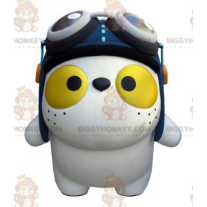 Grote witte kat met gele ogen BIGGYMONKEY™ mascottekostuum -