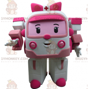 BIGGYMONKEY™ Mascot Costume White and Pink Transformers Toy