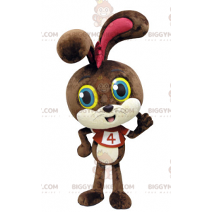 Brown and White Rabbit BIGGYMONKEY™ Mascot Costume with Colored