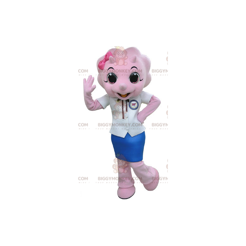 BIGGYMONKEY™ Mascot Costume Pink Rhino Dressed Up Skirt - BIGGYMONKEY™ Mascot Costume Pink Rhino Dressed Up Skirt -