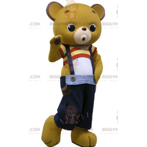BIGGYMONKEY™ Μασκότ Κοστούμι Κίτρινο Teddy με μπλε φόρμες -