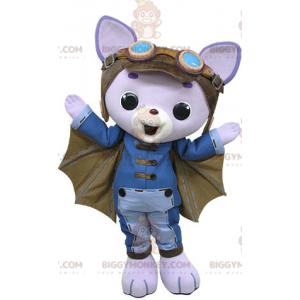 Costume de mascotte BIGGYMONKEY™ de chat mauve avec des ailes