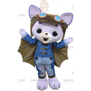  BIGGYMONKEY™ Costume da mascotte Gatto viola con ali di pipistrello - Mascotte di gatti - BIGGYMONKEY_05134 - BiggyMonkey.com