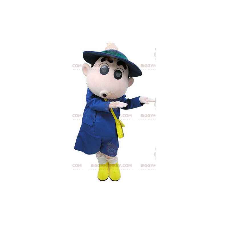 Traje de mascote BIGGYMONKEY™ para carteiro vestido de azul – Traje de mascote BIGGYMONKEY™ para carteiro vestido de azul –