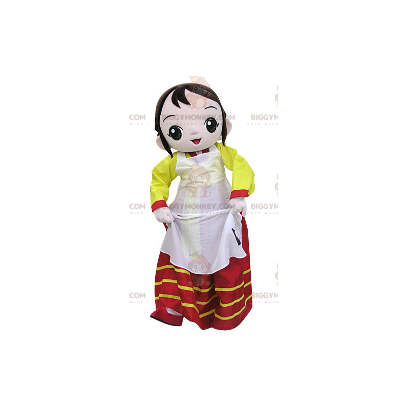 Costume de mascotte BIGGYMONKEY™ de femme habillée d'une robe