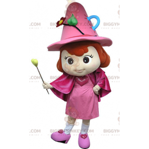 BIGGYMONKEY™ Pink Fairy Mascot Costume with Hat and Wand -