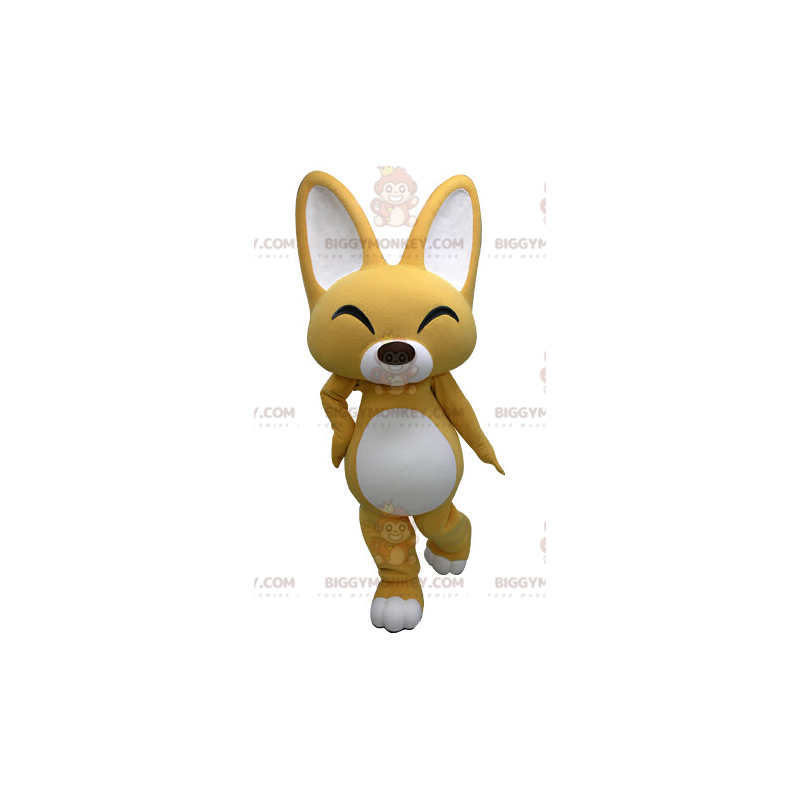 Laughing Looking Yellow and White Fox BIGGYMONKEY™ Mascot Laughing Looking Yellow and White Fox BIGGYMONKEY™ Mascot
