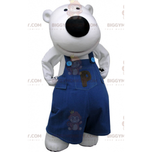 BIGGYMONKEY™ isbjörnmaskotdräkt klädd i blå overall -