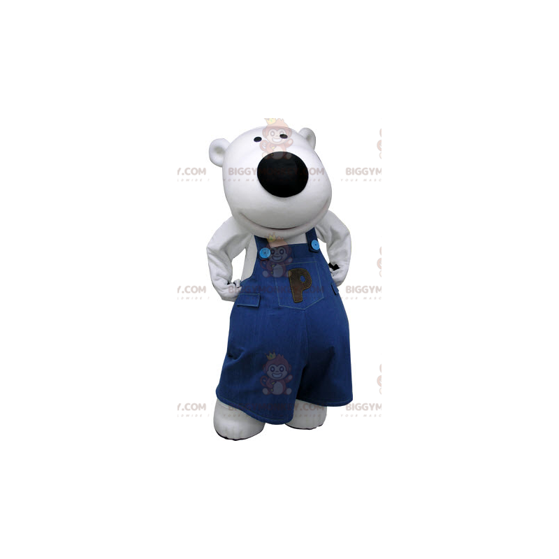 Costume de mascotte BIGGYMONKEY™ d'ours blanc habillé d'une Costume de mascotte BIGGYMONKEY™ d'ours blanc habillé d'une
