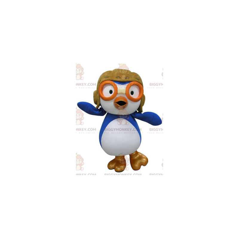Blå och vit fågel BIGGYMONKEY™ maskotdräkt i flygplansdräkt - Blå och vit fågel BIGGYMONKEY™ maskotdräkt i flygplansdräkt -